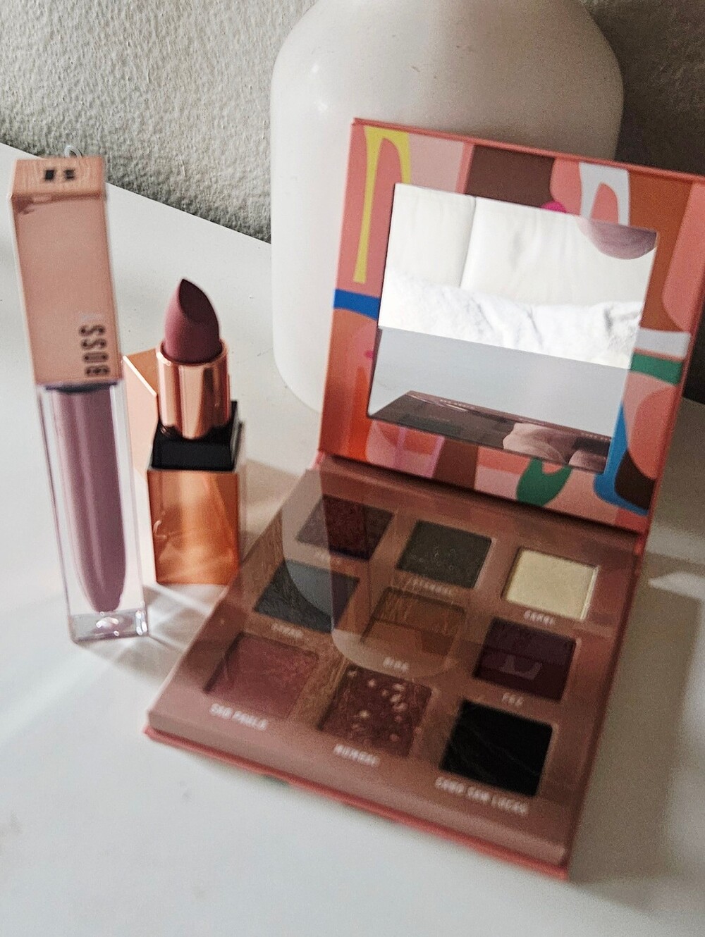 BOSSY Eyeshafow Palette, Liquid Glossy Lipstick & a Matte Lipstick